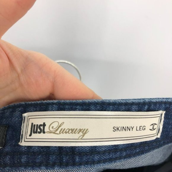 Just Cavalli  Just Luxury   Dark Wash studded skinny jeans chrome bronze beading - Picture 7 of 14